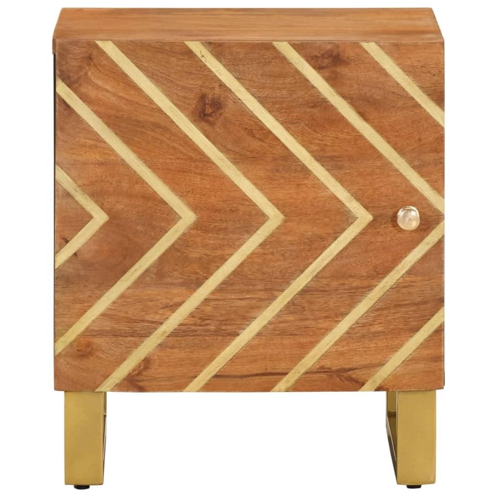 Lot de 2 tables de chevet en bois massif de mangue, marron et noir
