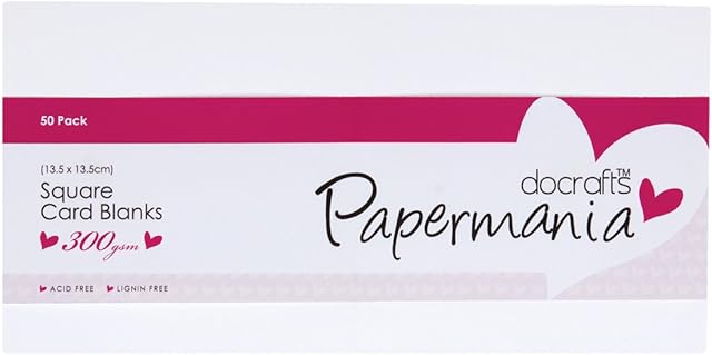 Papermania Square Blank Card and Envelope, Pack of 50, White (packaging may vary)