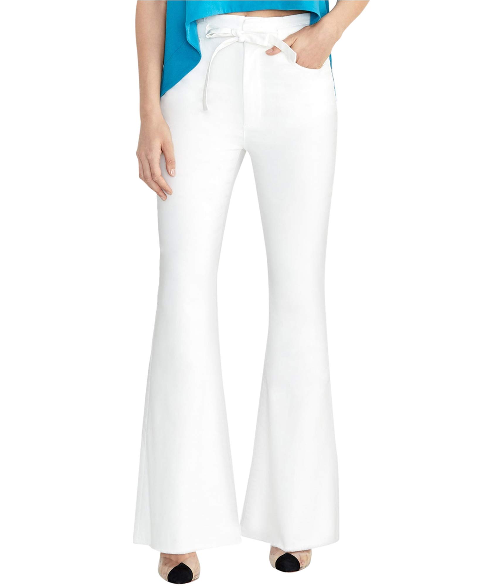 Rachel Roy Womens Flare Casual Trouser Pants White 24