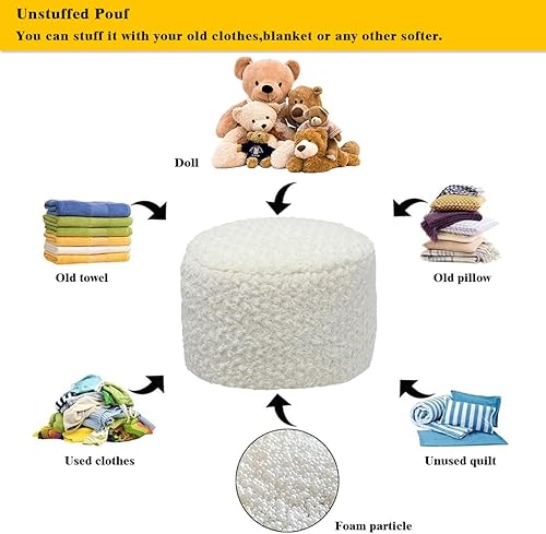 Miniatura 8 de Funda otomana sin rellenos, taburete hecho a mano, solución de almacenamiento otomano, cojín para reposapiés, 20 pulgadas de profundidad x 12