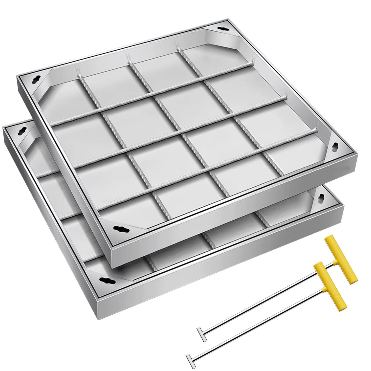 Tapa de alcantarilla de acero inoxidable con marco estanco para arqueta de patio transitable