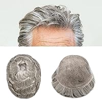 Vista 130 de Toupee - Sistema de cabello humano no quirúrgico para hombres Toupee indetectable de encaje para hombres, extensiones de cabello gris 100% cabello