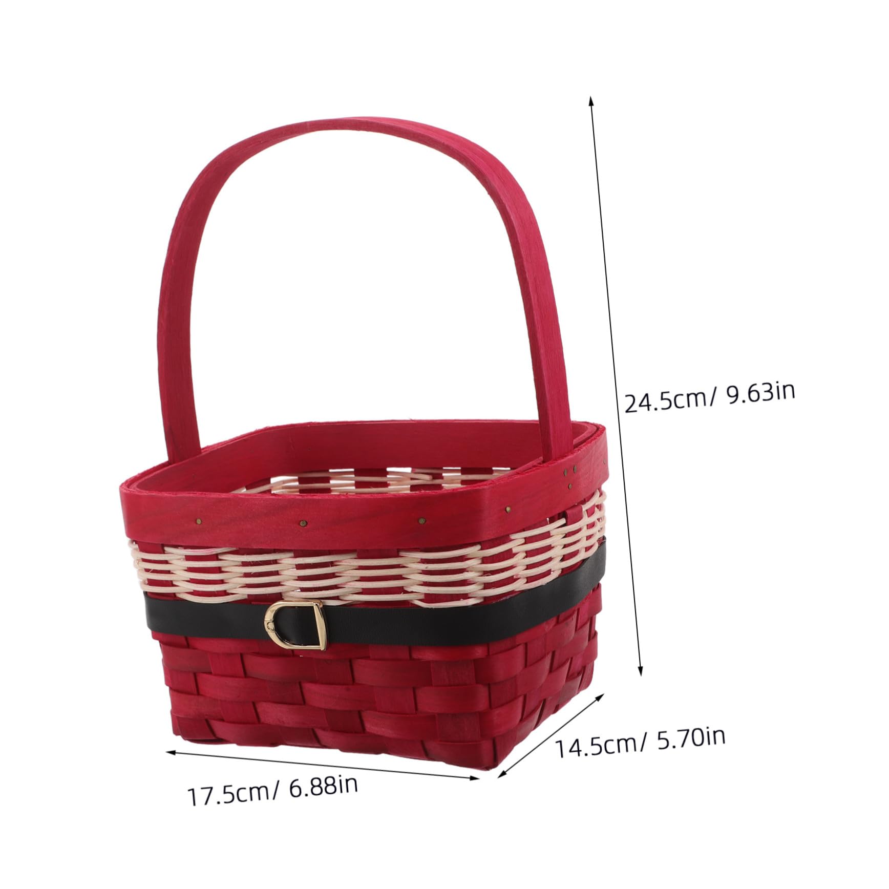 Cesta Navideña Decorativa Cuadrada Tejida Mano con Asa Organizador Portátil para Frutas y Regalos Cesta de Almacenamiento Resistente para Mesa y Despensa