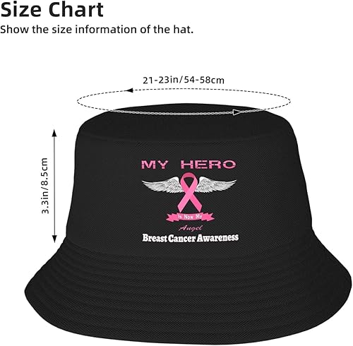 Miniatura 2 de My Hero is Now My Angel - Sombrero de pescador para concientización sobre el cáncer de mama de doble tejido para mujeres/hombres, sombrero de