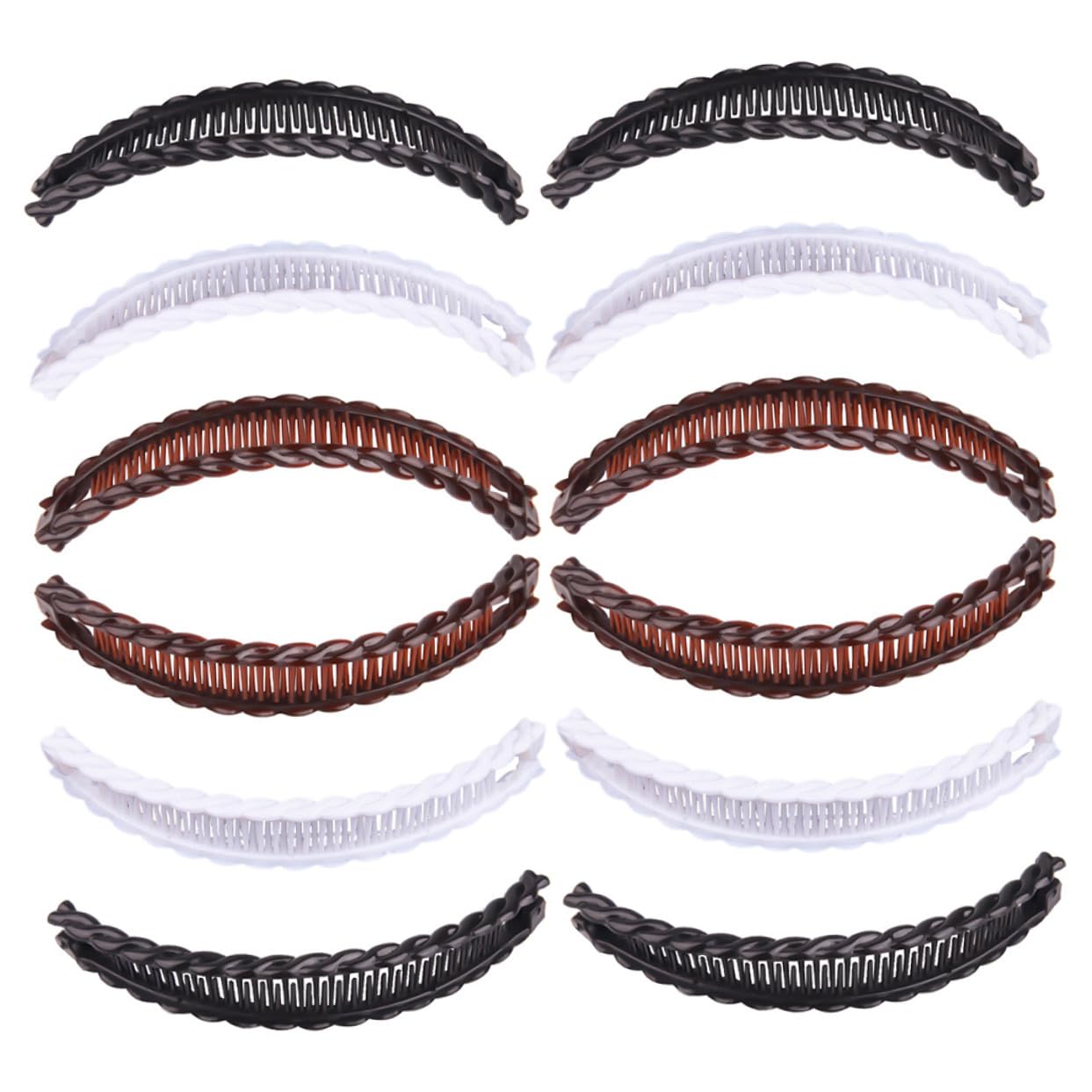Alipis 12 Stück Teiliges Bananen haarspangen aus Robustem Kunststoff Vielseitige Haarkämme für Damen Vintage Haar accessoires in Weiß Schwarz und Kaffee Geeignet für Welliges und Dickes