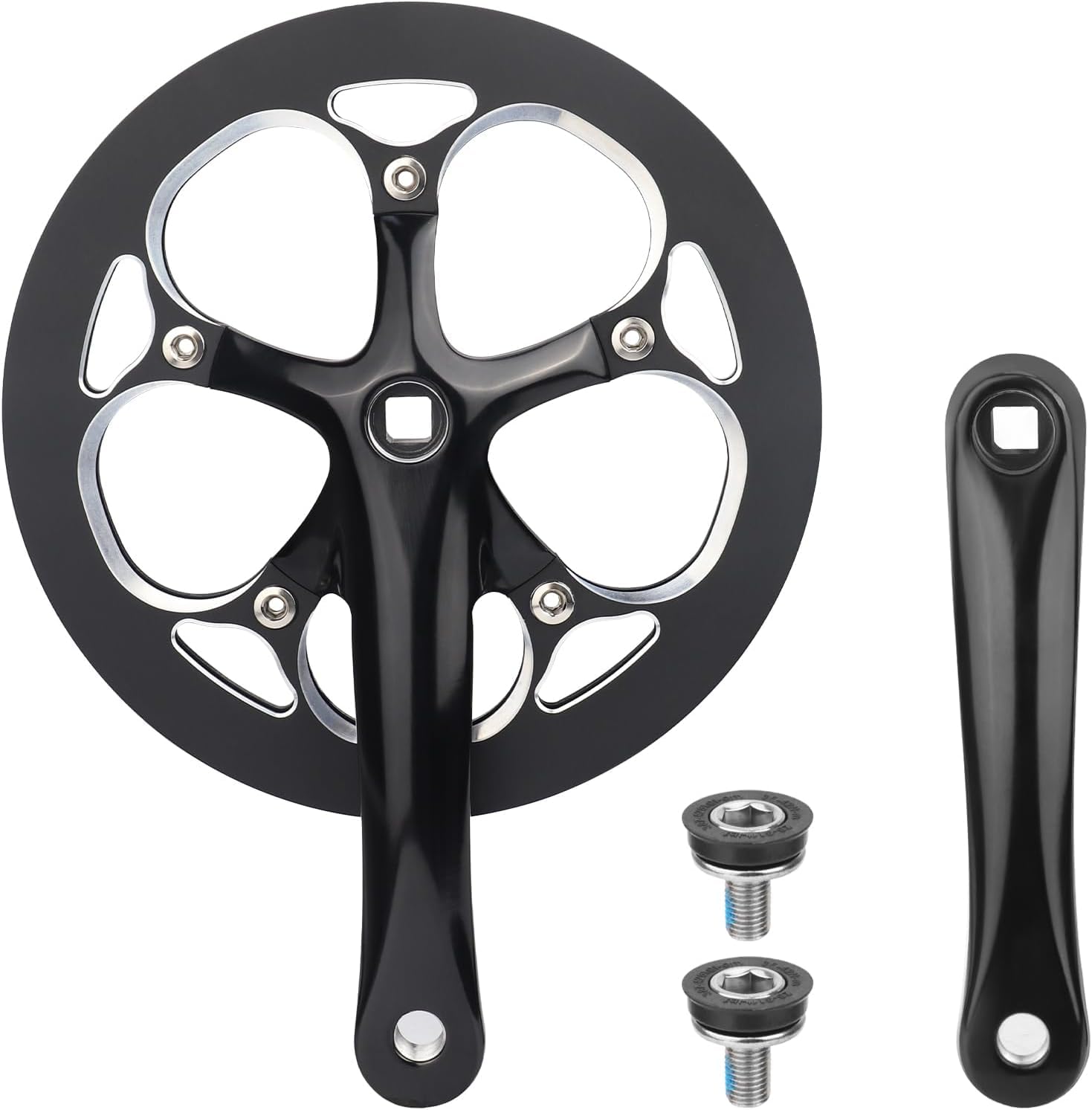 ZUKKA Zestaw korbowy 52T ze stopu aluminium, ramię 165 mm, do 6/7/8/9/10 biegów, rower górski, rower składany, E-Bike, Cruiser Bike, Square Taper