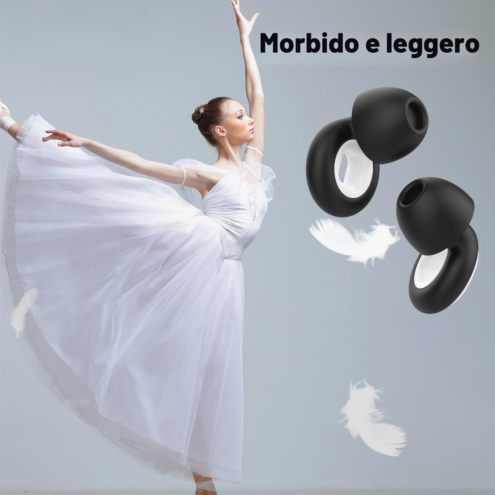 Tappi Auricolari Anti-Rumore 33dB in Silicone Riutilizzabili 3 Taglie per Adulti con Custodia
