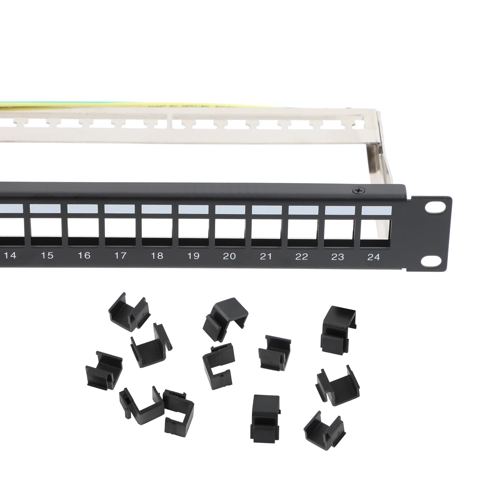 24 Port CAT6 Patchpanel Patchfeld 1 HE mit 12x RJ45 Keystone Jack Modul STP CAT6, 19 Zoll für Rack Montage, Kompatibel CAT6 CAT7 CAT8 Netzwerk Verlegekabel, Zinklegierung