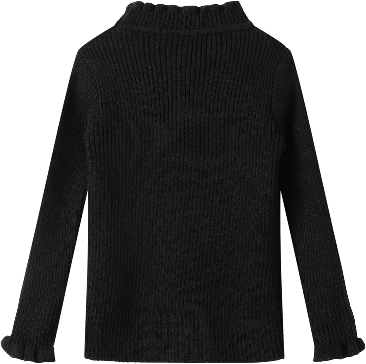 Mud Kingdom Girls Mock Neck Sweater Long Sleeve Knit Top Solid Ruffled Collar Undershirt Slim Fit Lettuce Trim - Image 2