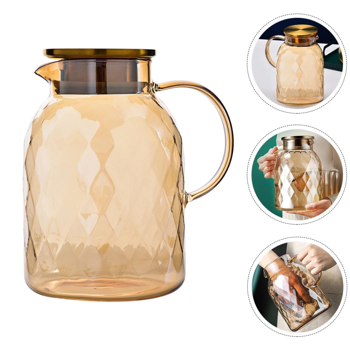 BESPORTBLE Jarra de Agua Hervida Fría de Vidrio 1800ml, Tetera de Cristal Transparente de Gran Capacidad para Jugo y Bebidas Refrescantes, Adecuado para Cocina y Hogar