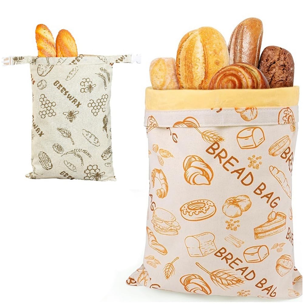 Aundhegrtt Sourdough Bread Bags Food Grade Cotton Beeswax Bags Large Homemade Bread Storage Bags