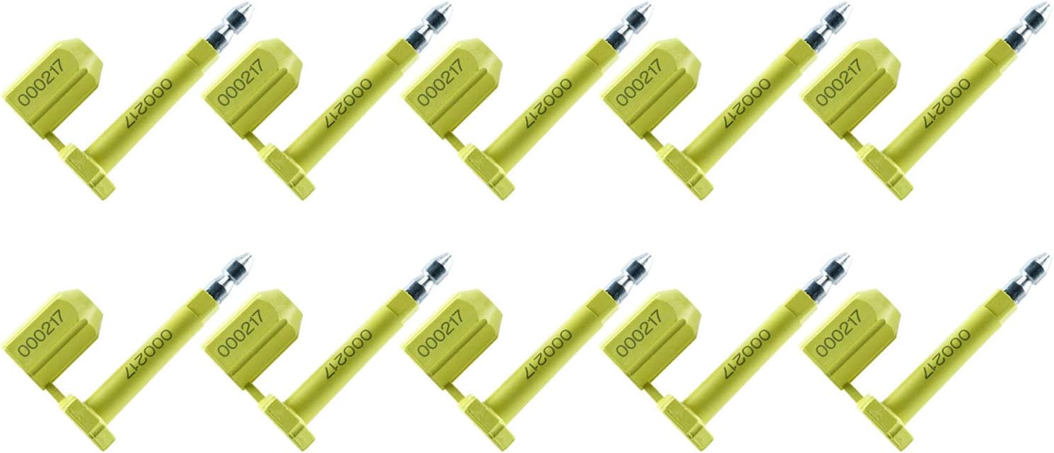 Amarine Made Bolt Seal (50 pcs) Shipping Seal with Print Progressive Numbering for Cargo Containers and Truck Trailers, Cargo Container Seals (Yellow)
