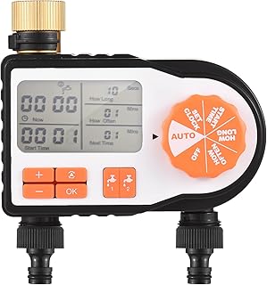 Mingzhe Temporizador de rega automático digital com 2 conectores de mangueira temporizador de irrigação de jardim programado torneira aspersor controlador de irrigação inteligente para gramado terras