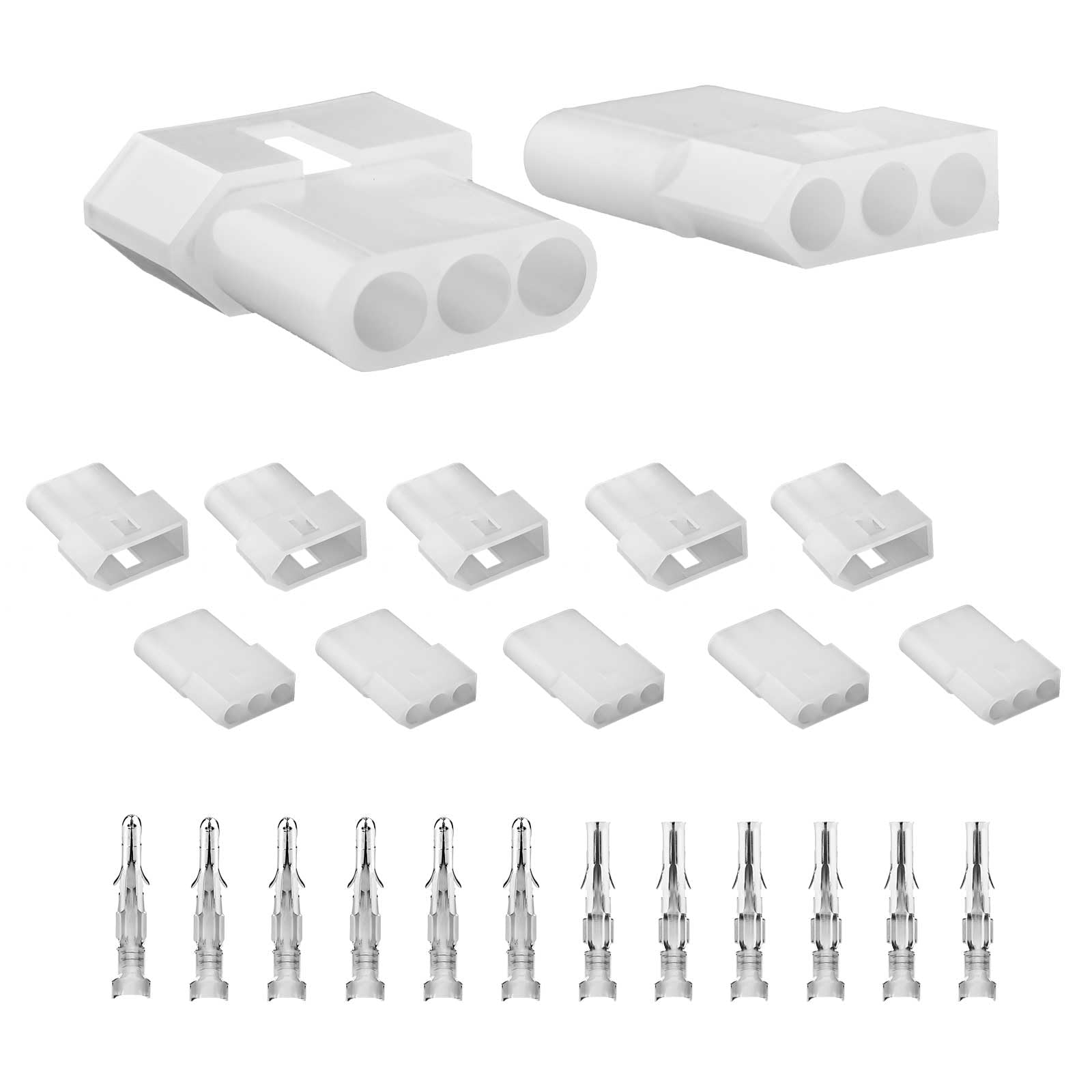 JRready ST6416 Standard.093 Pin and Socket Connectors 3 Circuits (6 Matched Sets), 14-20 AWG, Compatible with Molex Standard.093 3 Pin Male& Female