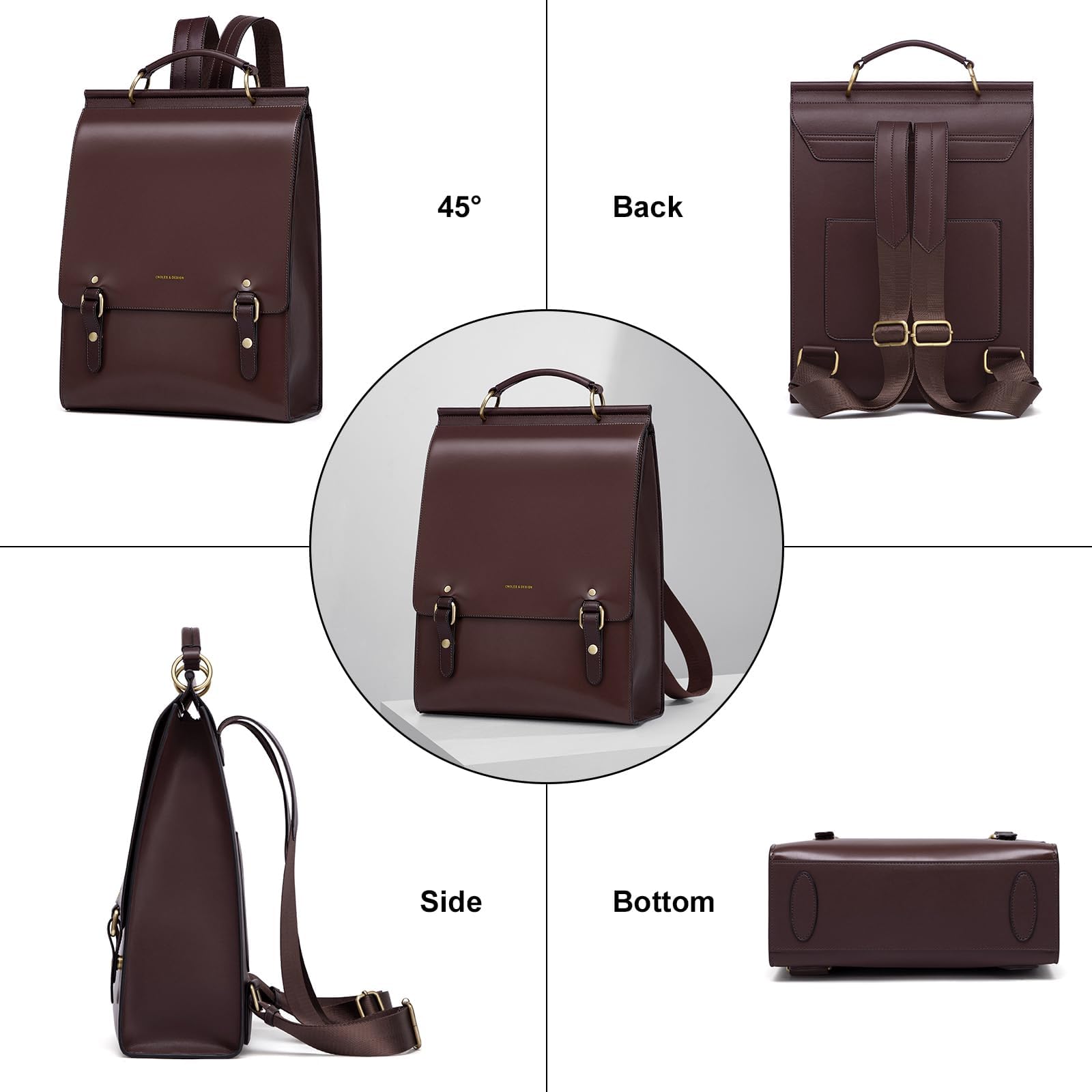 Cnolés Business Rucksack Damen Leder Eleganter Daypack Wasserdicht Damen-Rucksackhandtaschen Rücksacken für Damen Diebstahlsicherer Lederrucksack Damen Laptop Cityrucksack