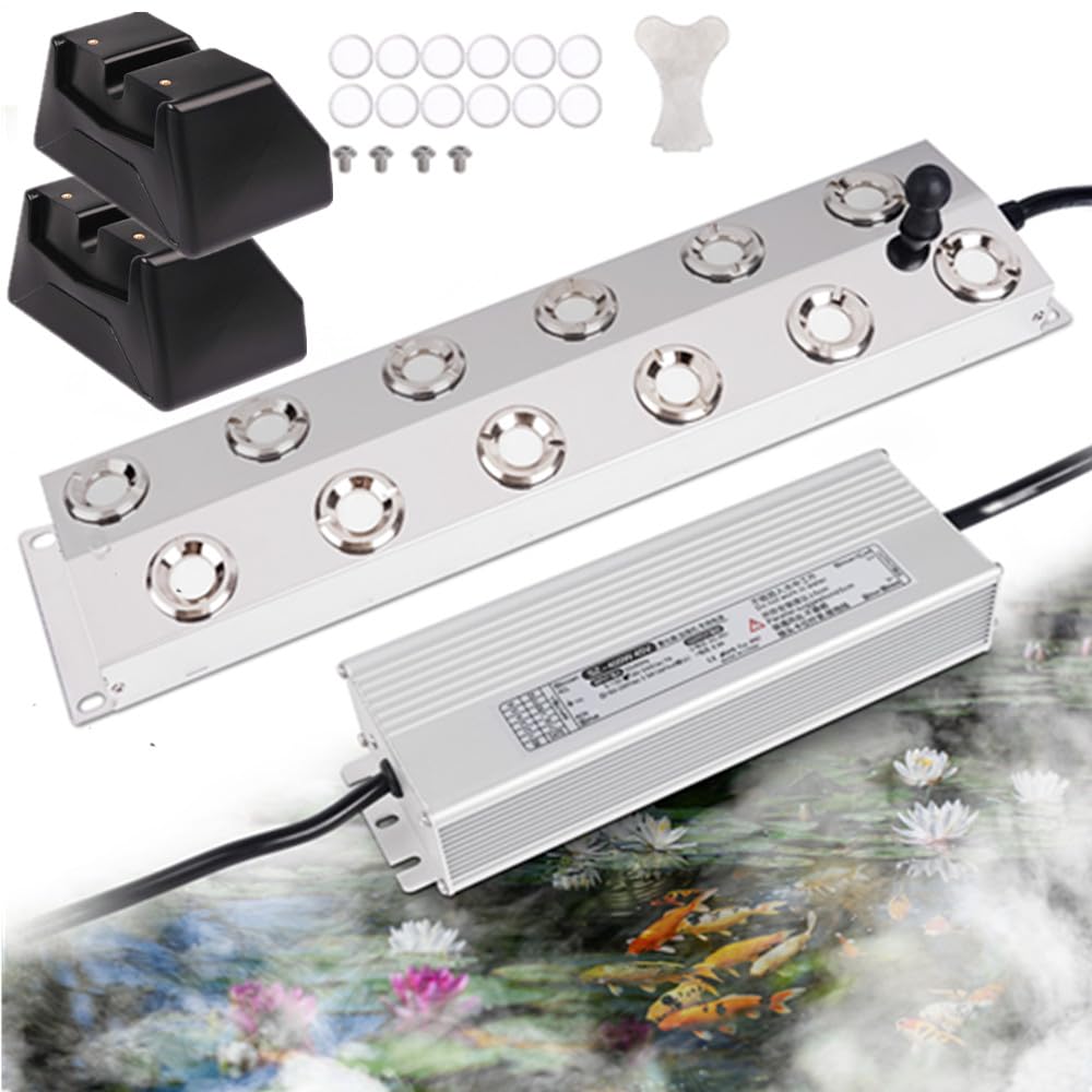 Nebulizzatore ad ultrasuoni 12 teste 8,4 L/H Umidificatore nebbia 400 W Alimentazione per orticoltura Paesaggio Storage di verdure Atmosph magico (12)