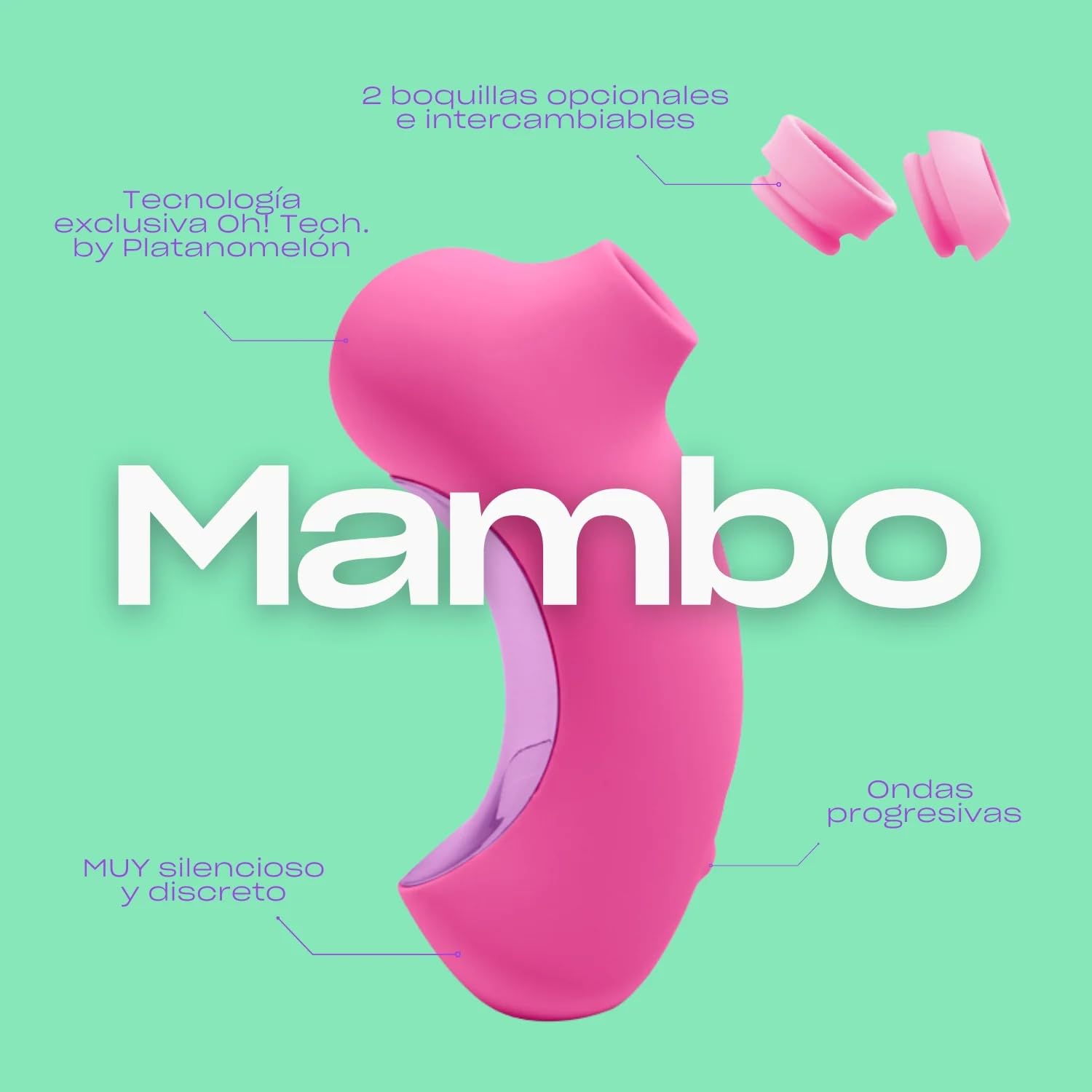 Platanomelón - Succionador de Clítoris con 14 Niveles Progresivos, Tecnología Oh! Tech®, Sumergible y Recargable - Mambo Lavanda