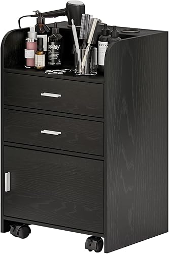 Miniatura 2 de Estación de salón de belleza, estación de belleza rodante para estilista, gabinete de almacenamiento de peluquería con ruedas, mesa de salón con 2