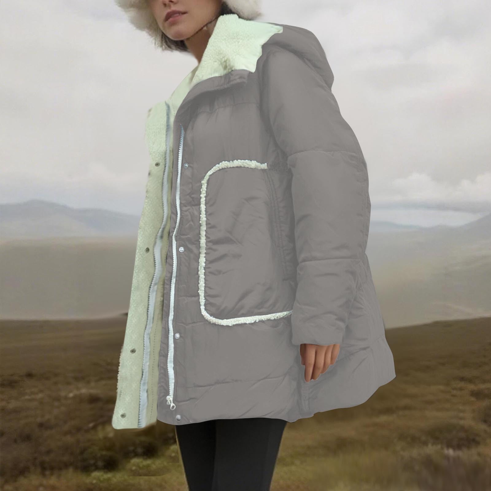 HAOLEI Chaqueta Acolchados Mujer Invierno con Capucha Cálido Abrigo Algodón Manga Larga con Bolsillos Casual Cremallera Adolescentes Abrigos con Bolsillos Gruesos de Forro Polar Calient Outwear