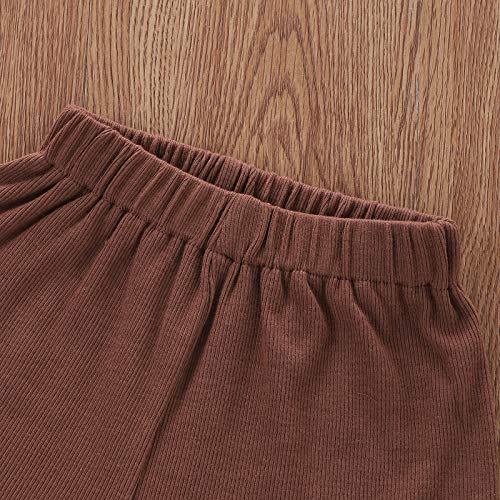 Image of Toddler Girl Clothes Summer Outfit Short Sleeve Shorts Set 12M-5T | Soft ribbed knit toddler girl outfit with breathable fabric, ruffle top, comfy shorts and stretchy fit for summer daily wear.