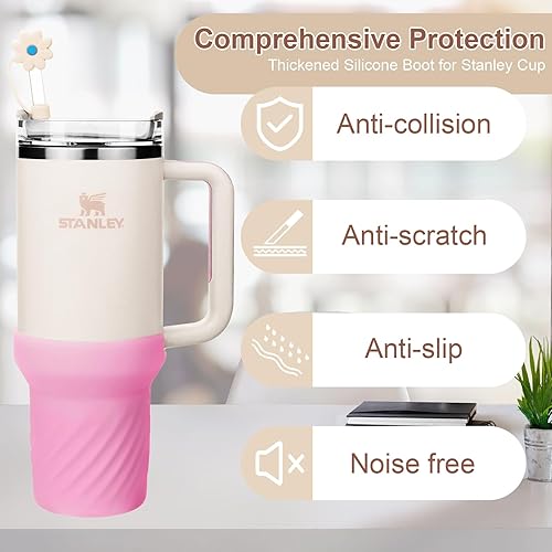 Miniatura 2 de Botas de silicona para Stanley Cup de 40 onzas. Las botas se adaptan a vasos Stanley de 40 onzas con asa, funda protectora de copa para Stanley con