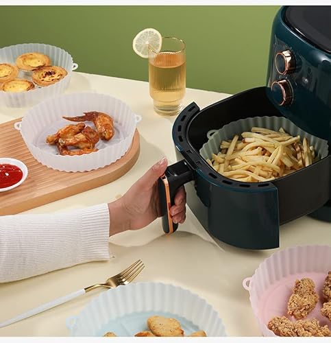 ZYNEX - kit 2 Cestas de Silicone para Air Fryer, Antiaderente 17,5cm - Forro Cesto Reutilizável de F