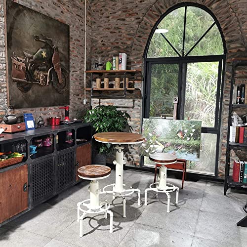 Topower Industrial Bar Table 31.5-41.3" Adjustable Pub Table Kitchen Dining Coffee Bistro Table (Antique White) - Image 3