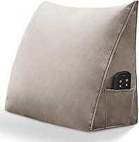 Vista 10 de Almohada de lectura triangular con cuña para cabecero, almohada de apoyo para la espalda para sentarse en la cama, sofá cama, cojín de esquina
