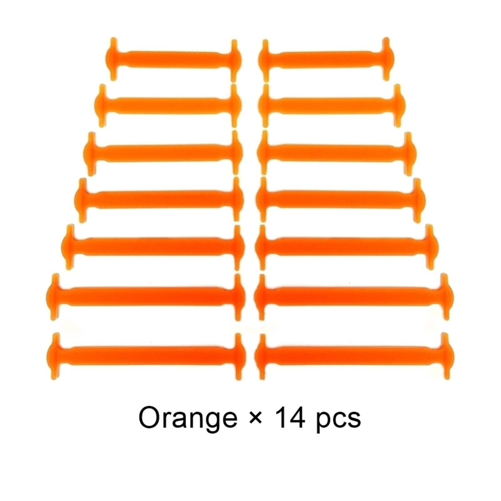Schnürsenkel Elastische Schnürsenkel aus Silikon, modisch, Unisex, sportlich, ohne Binden, for alle Turnschuhe geeignet, schnelle Schnürsenkel (Größe: A, Pink, 14 Stück)(A Orange-14pcs)