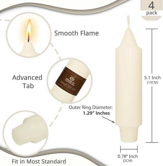 NJAO HOO Ivory Short Taper Candle 5 Inch Candlesticks Unscented Dripless Tapered Candle Set for Home Decor Wedding Party Dinner Candles, 4 Pack