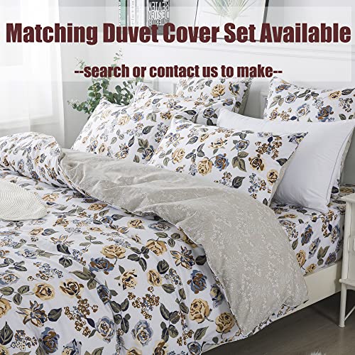 Fadfay Sheets Set Twin Xl Elegant Rose Floral Bedding Shabby White Flower Bed Sheets Vintage Floral Sheets Farmhouse Bedding 100% Cotton Girls Bedding With Deep Pocket Fitted Sheet 4Pcs, Twin Xl Size #TOP5