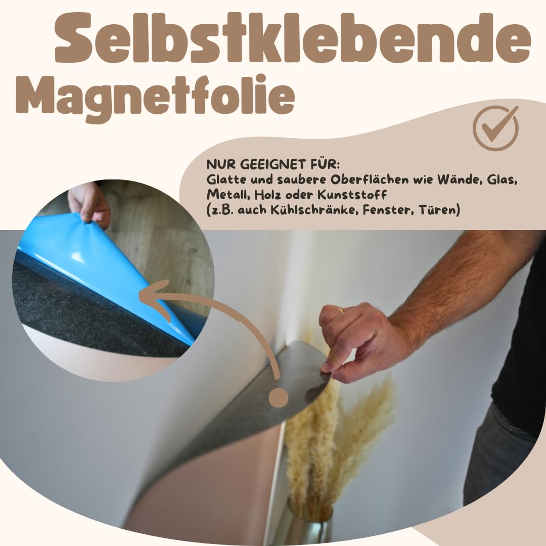 Lukada Folia magnetyczna, samoprzylepna folia tablicowa, 80 x 100 cm, okrągły, łuk ścienny, do pisania i zmywalna, tablica magnetyczna dla dzieci, na magnesy, do pokoju dziecięcego (beżowa)