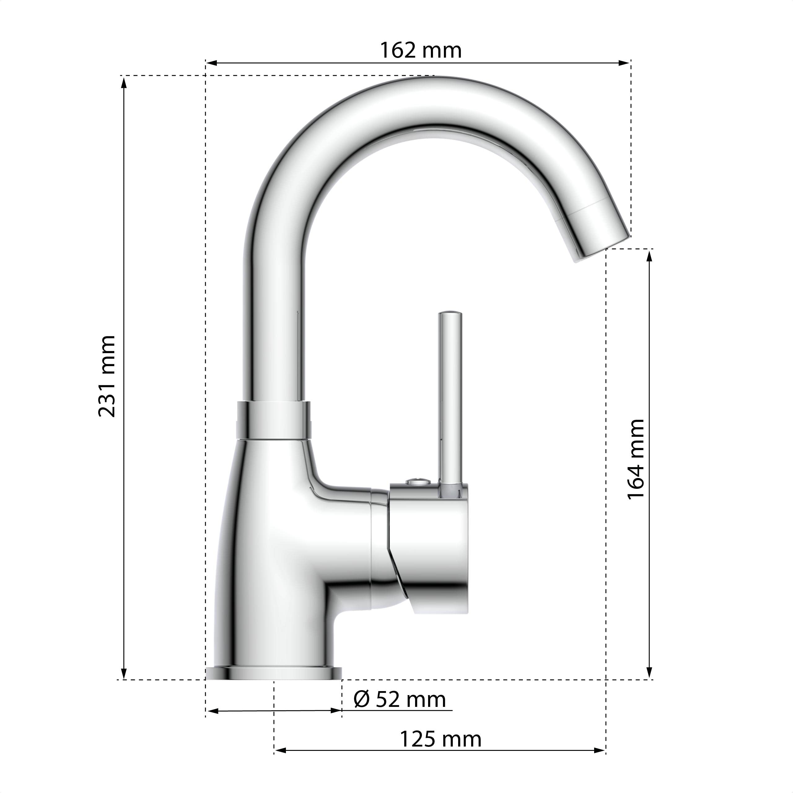 EISL Lavabo Futura NI075FUTCR de bajo Consumo, Grifo Giratorio 360° para baño, Mezclador Monomando, Cromo