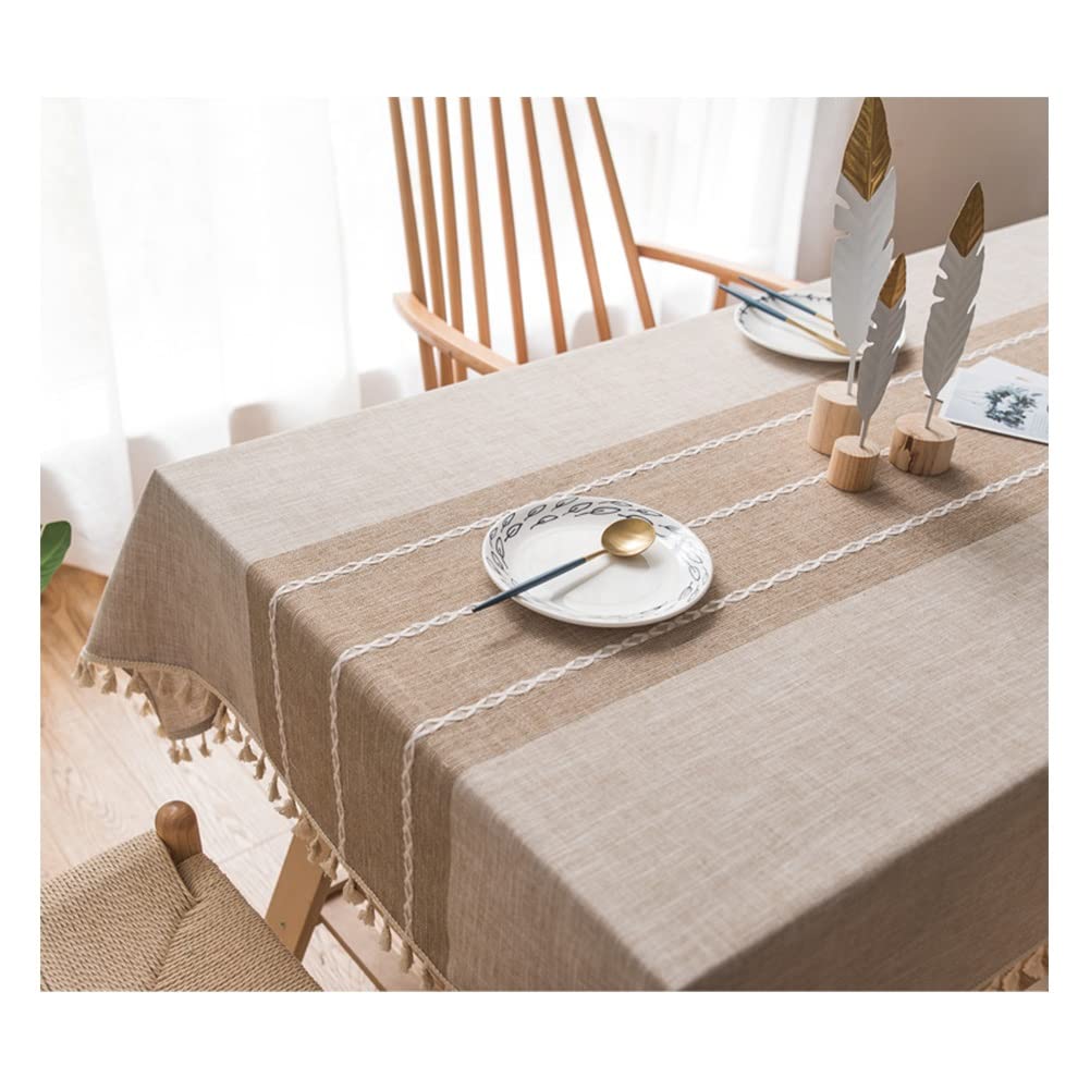Nappe de table sans plis et anti-décoloration couleur café pour repas de famille