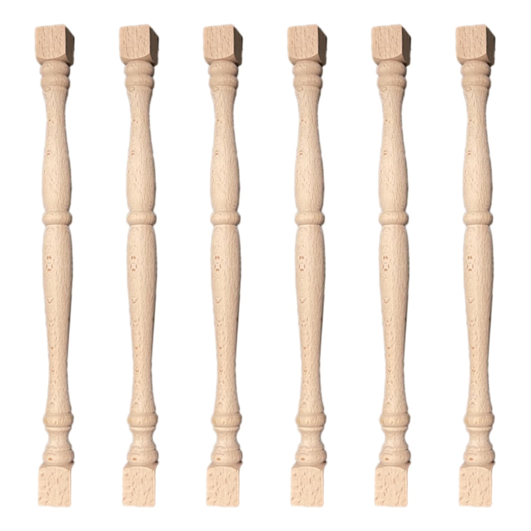 Wooden Spindles 6Pcs 13x1 Inch Unfinished DIY Friendly Wooden Baluster Spindles for Staircase, Handrail, Woodworking, Furniture