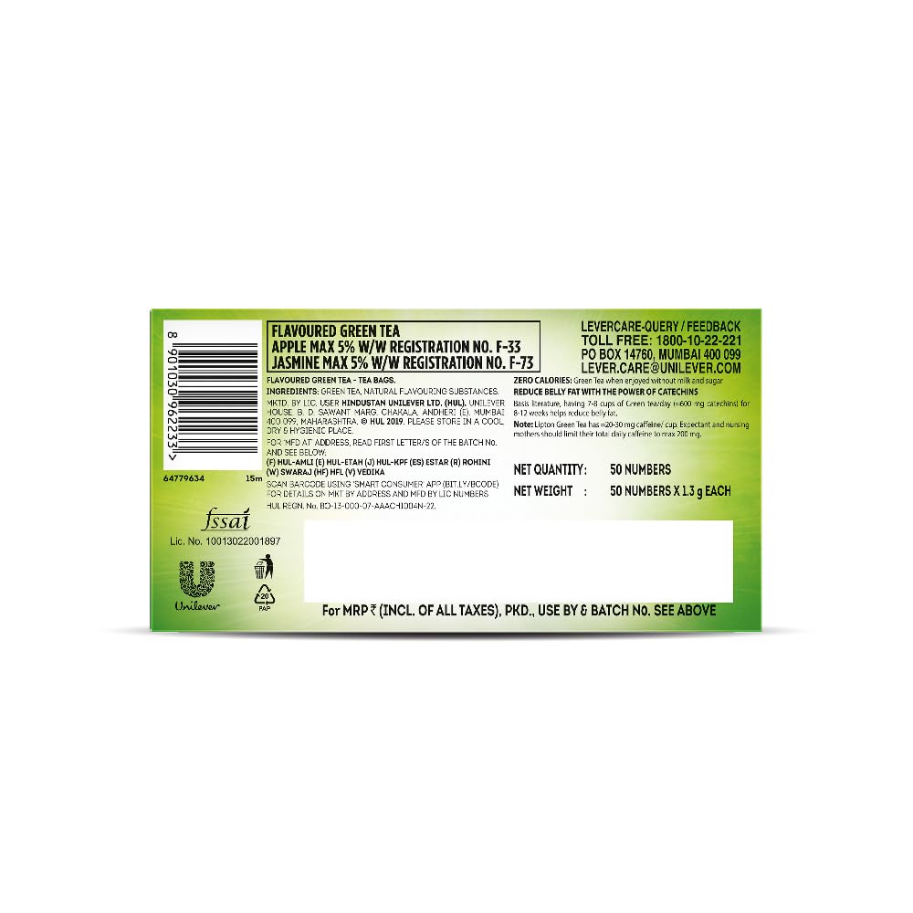 Lipton Clear & Light Green Tea Bags 50 pcs (Pack of 3) — Amazon image 2