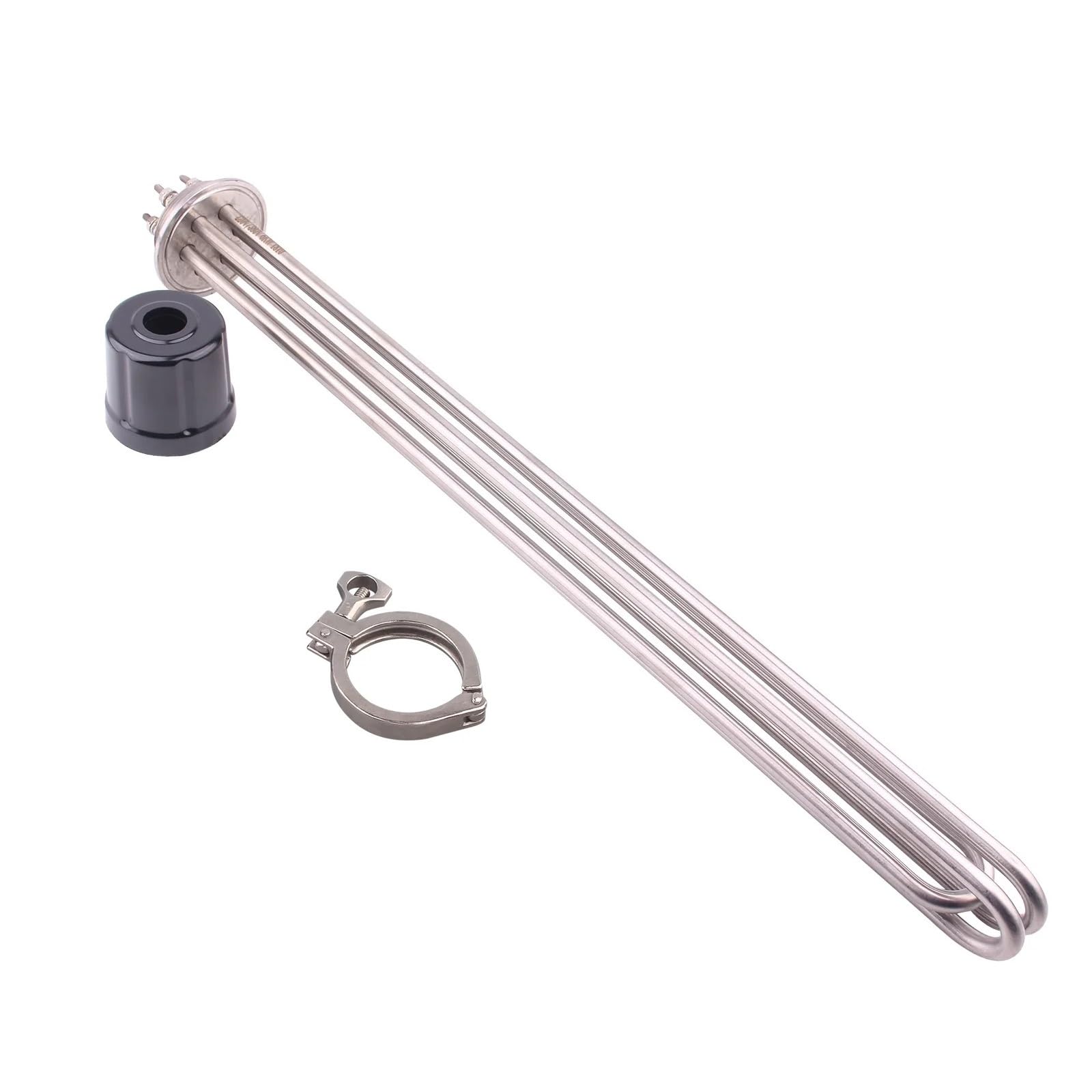 Element grzejny Tri Clamp grzałka zanurzeniowa elektryczny element grzejny do parzenia wody grzejnik o niskiej gęstości mocy 220v 380v 6kw cuicui (Color : With clamp, Size : 220V 380V_6KW L480