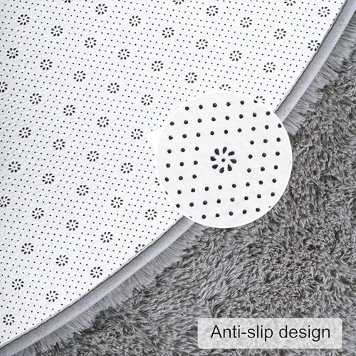 lightlux Shaggy Hochflor Teppich Rund für Kinderzimmer Wohnzimmer Schlafzimmer Langflor Teppich Hochwertig Hohe Pflegeleicht Fadendichte Flauschiger kinderteppich für Kinder Mädchen