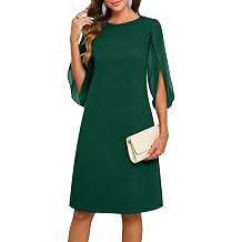 oten Womens Cocktail Dresses Elegant Flutter Chiffon Sleeve Midi Dresses | Crew Neck, 3/4 Sleeve, Knee Length, Semi-Formal, Flattering Dresses to Hide Tummy, Wedding Guest Party Dresses