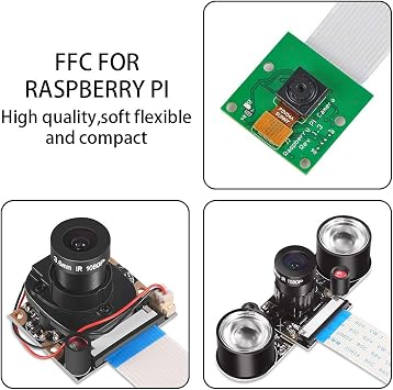 Aokin for Raspberry Pi Camera Cable, FFC Cable Ribbon Flex Extension Cable 15 Pin 1.0mm Pitch for Raspberry Pi, Octoprint Octopi Webcam, Monitor 3D Printer, etc, 30cm/11.81in