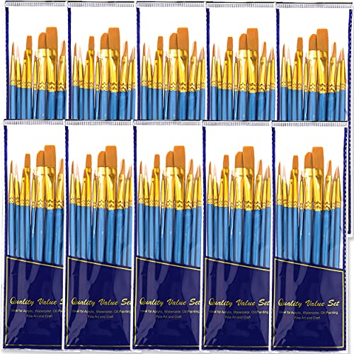 BOSOBO Paint Brush Sets, 10 Pack 100 Pcs Pointed-Round Tip