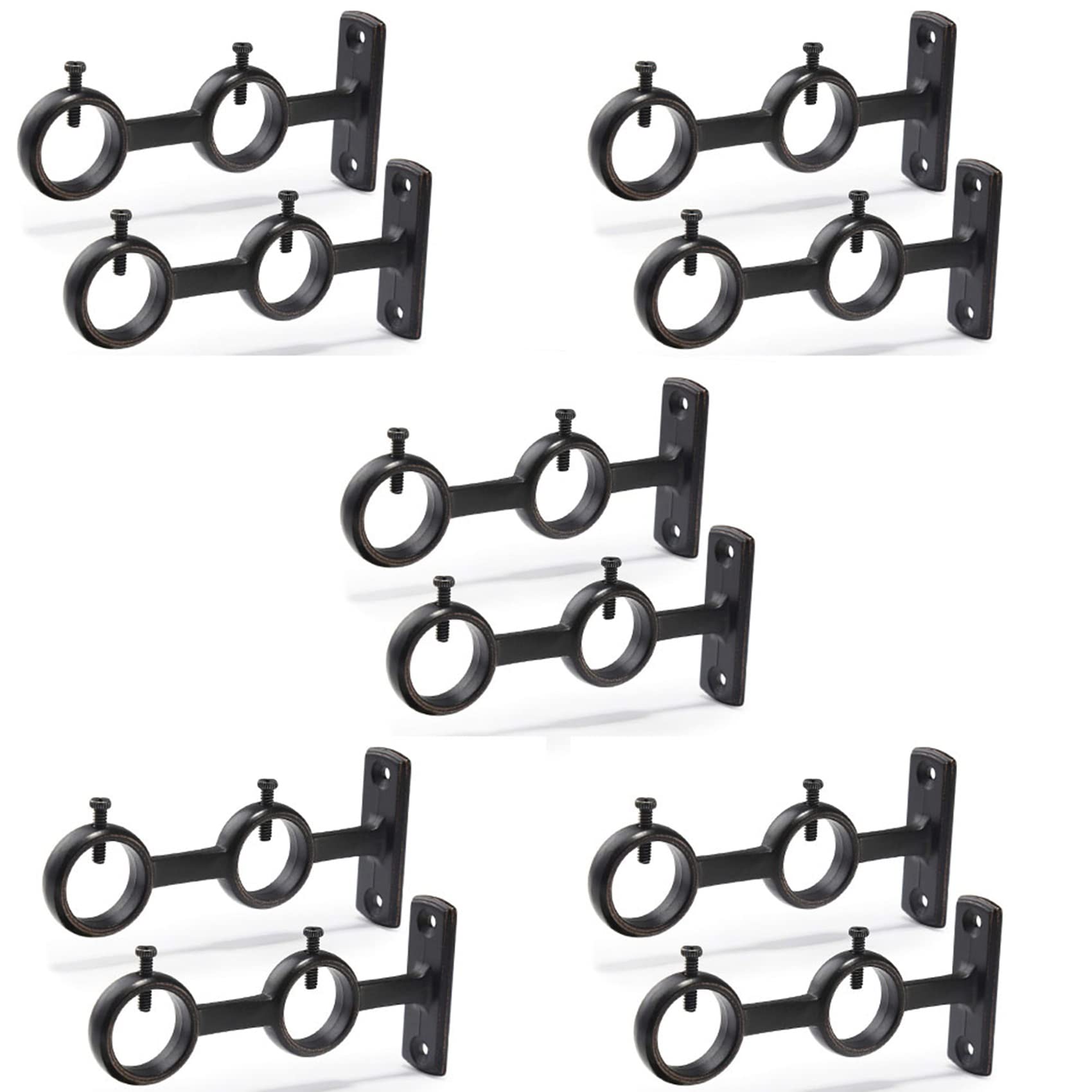 Hndhbfgrt Black Curtain Rod Bracket, 8Pcs Double Curtain Rod Holder, Double Rod Brackets Hooks For Living Room Bedroom Curtain Rods