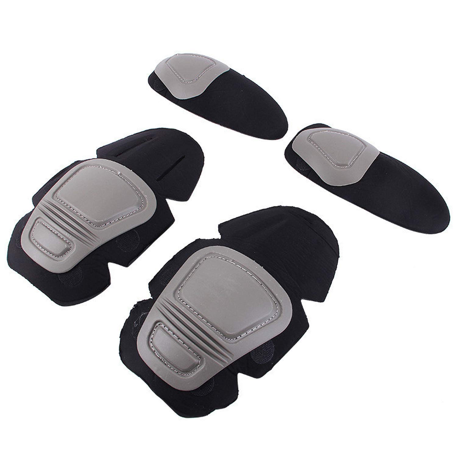 Tactical Knee and Elbow Protector Pad For Paintball Airsoft Combat Uniform Military Suit 2 knee pads & 2 elbow pads/Set,Gray