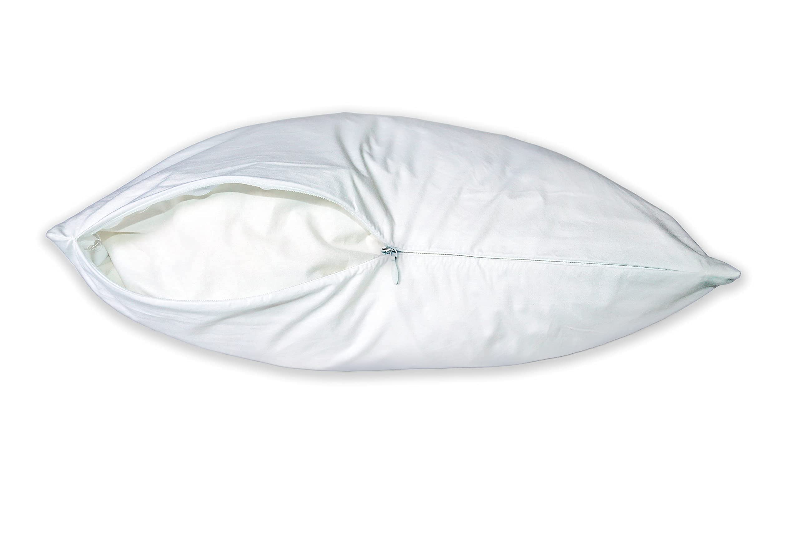 Luxorate Luxury Zipper Close 233tc 100% Cotton Downproof Feather proof Cushion Pillow Protector White or Cream (White, 22x22)
