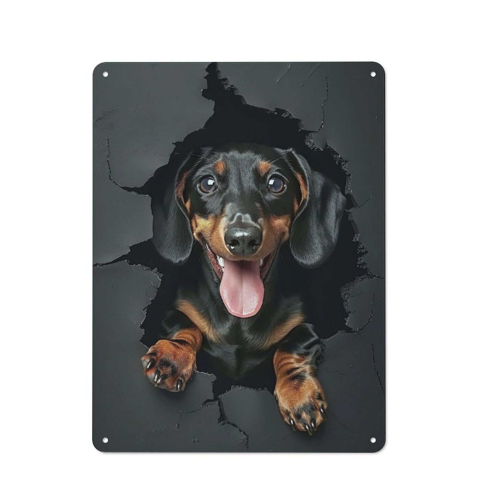 Junmoney Dachshund Dog Garden Style Tin Sign 40X30cm, Porch Wall Decor For Patio Bar, Workshop, Shed Or Kitchen