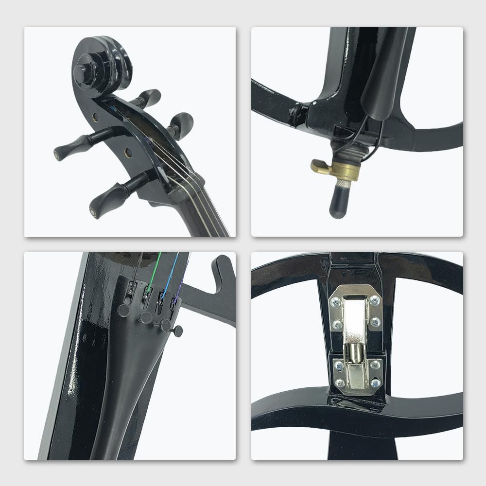 Elektrisches Cello-Set für Anfänger (inklusive leichter Cellophan-Tasche, Stereo-Kopfhörer, Premium-Cellobogen, Brücke, Kolophonium) für erwachsene Schüler (03)