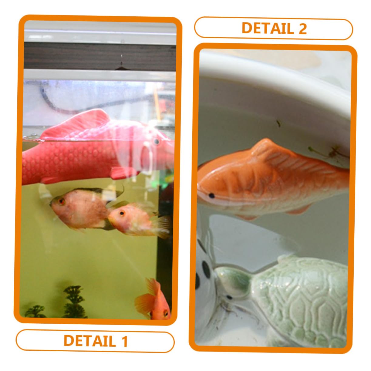 2 piezas de decoración del hogar, cerámica, decoración de peceras, decoraciones de acuario, decoración de peces de simulación, peces flotantes de acuario, peces flotantes, estatuas de peces pequeños,
