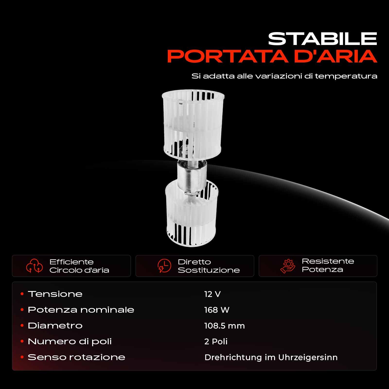 Frankberg Motore del ventilatore Ventilatore del riscaldamento Compatibile con Galaxy WA6 Mondeo IV Turnier BA7 K.u.g.a I C-Max DM2 Focus C-Max DM2 Replace# AV6N18456CA