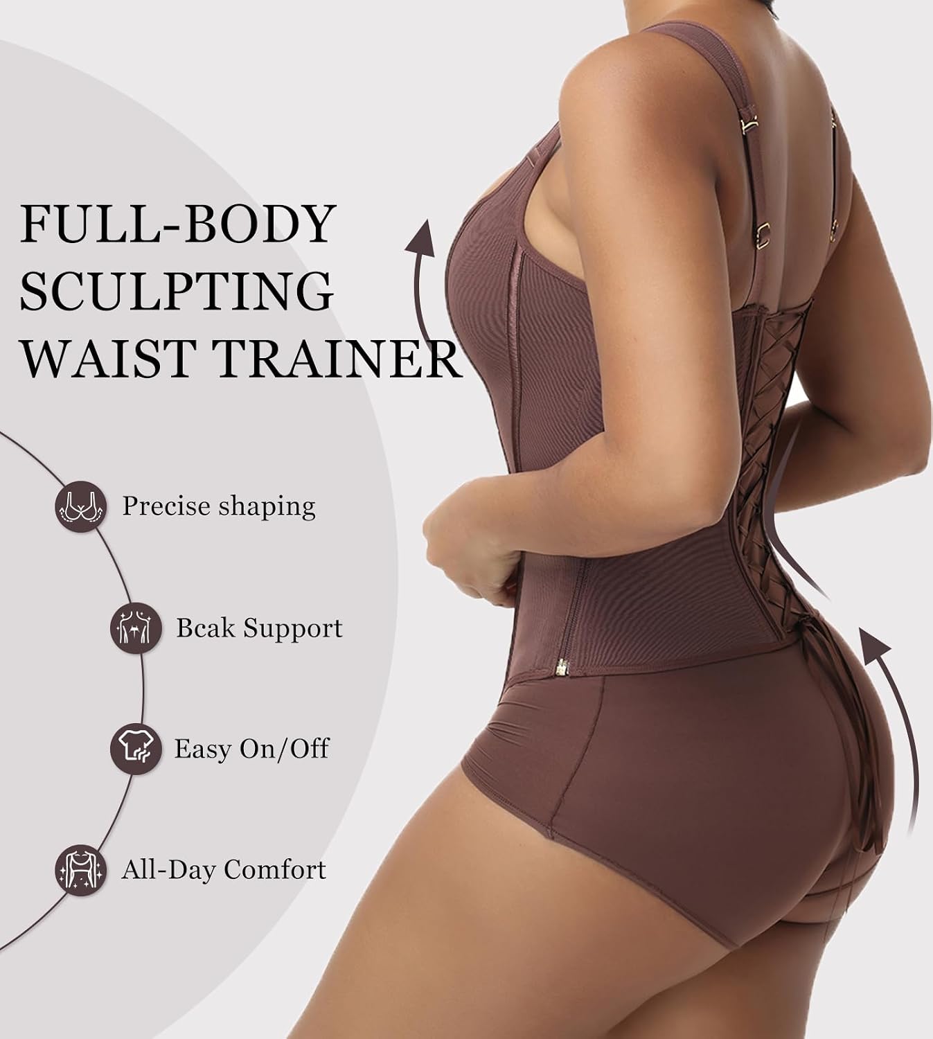 SHAPSHE Waist Trainer for Women Tummy Control Workout Compression Body Shaper for Postpartum with Built-In Bra