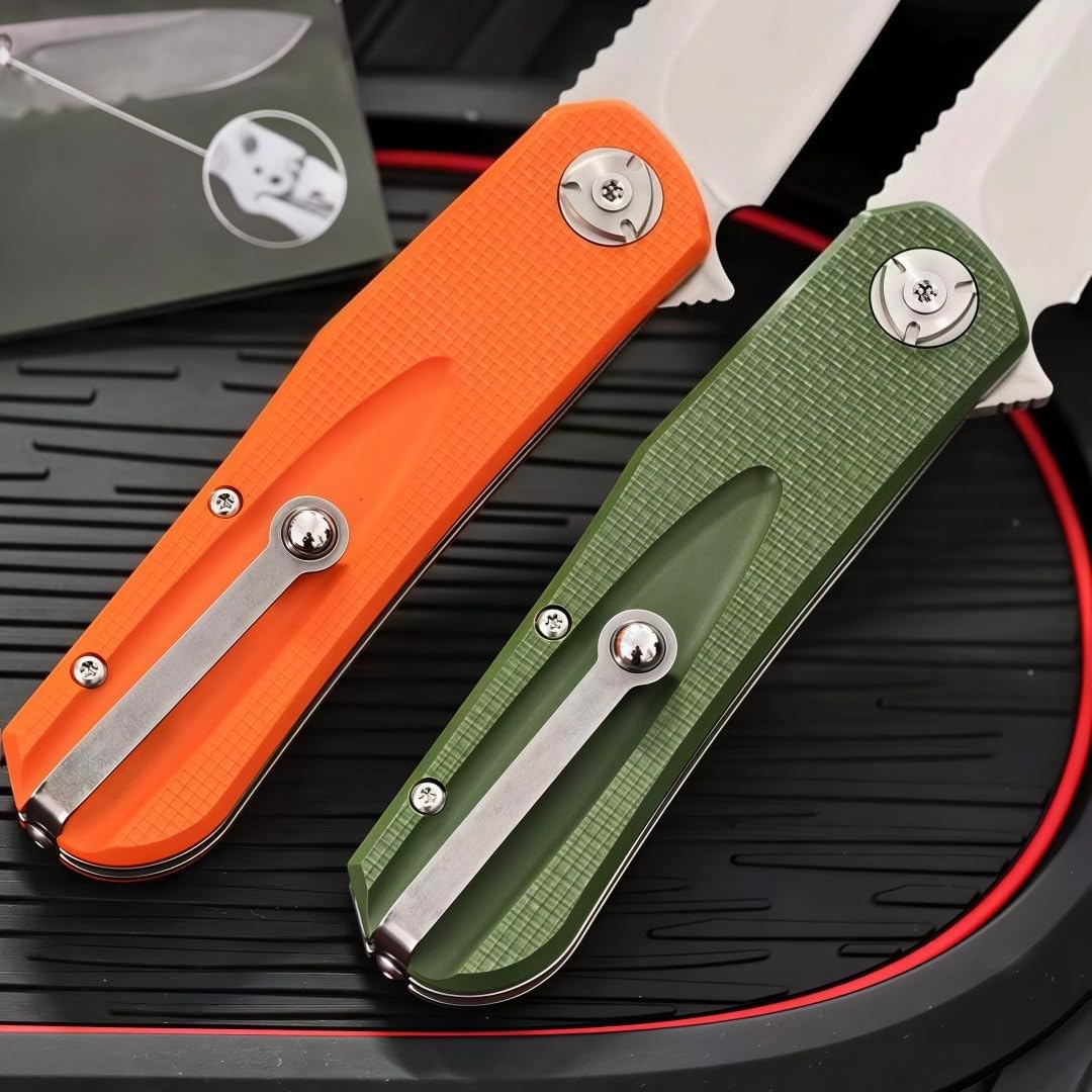 Generisch Taschenmesser 8Cr13MoV G10 Griff 18,6 cm Klappmesser leicht，Grün